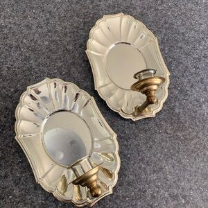 Vintage homco silver and gold shell shaped wall sconces